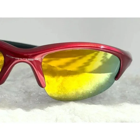Rare Oakley Half Jacket Iridium Red Frame 4-022 Orange Mirror Lens Sunglasses - Picture 4 of 10
